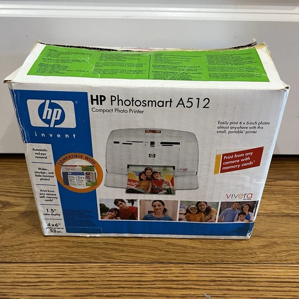 HP Photosmart A512 Compact Photo Printer Portable 4x6 Q7022A White